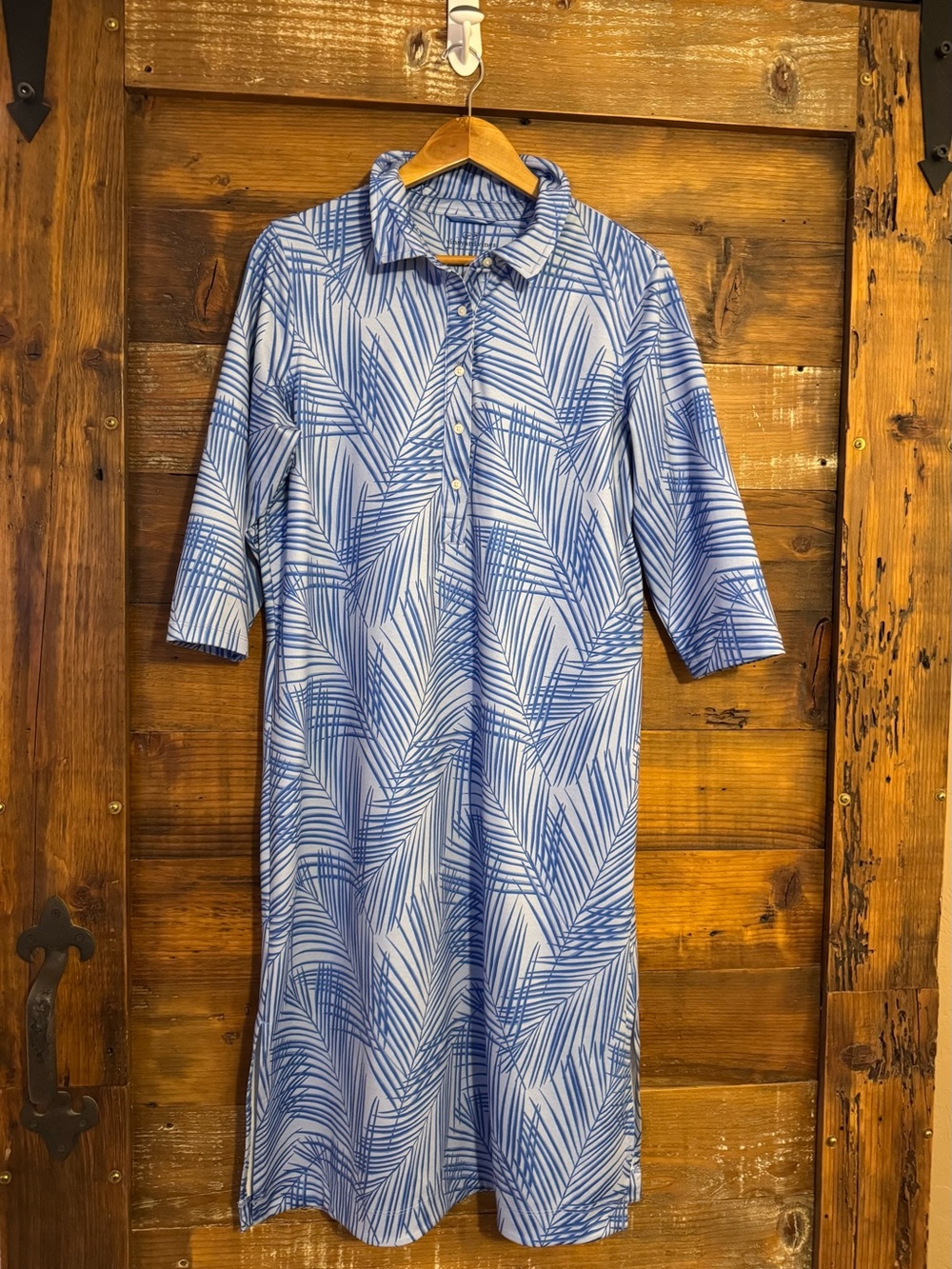 Vineyard Vines Blue White Palm Print Performance Polo Dress Size L